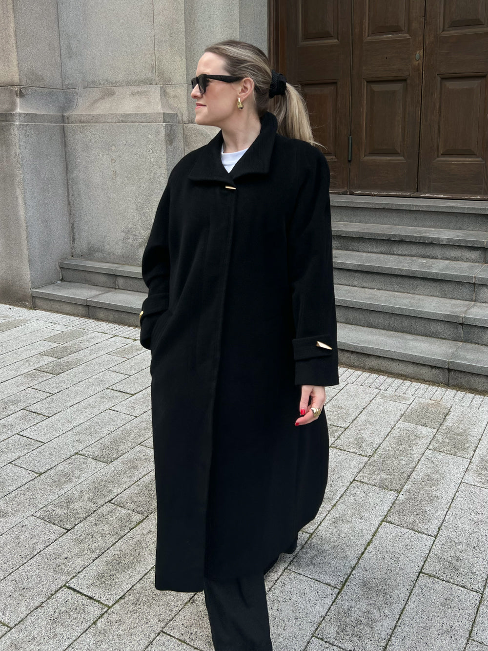 Vintage Angora Coat with Statement Gold Buttons Size S M 10 12