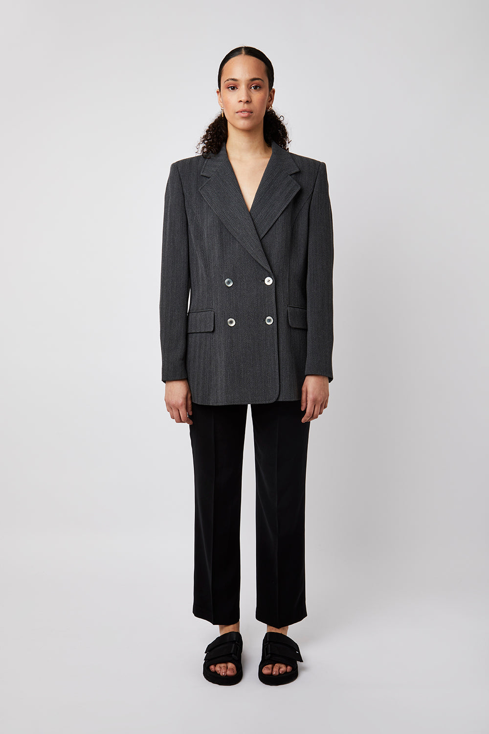 Escada Vintage Herringbone Double Breasted Blazer Size M Fits 8 12