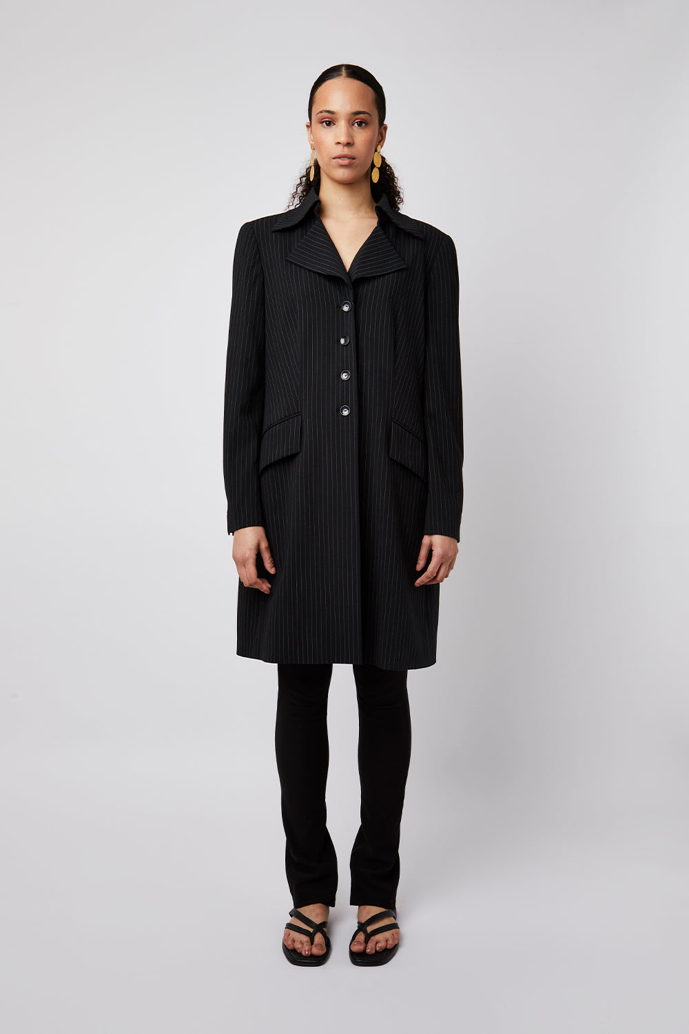 Escada Rayon Pinstripe Longline Blazer Size 12
