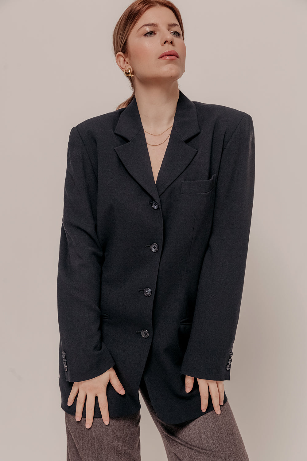 DKNY 100% Wool Classic Black Blazer Size 8