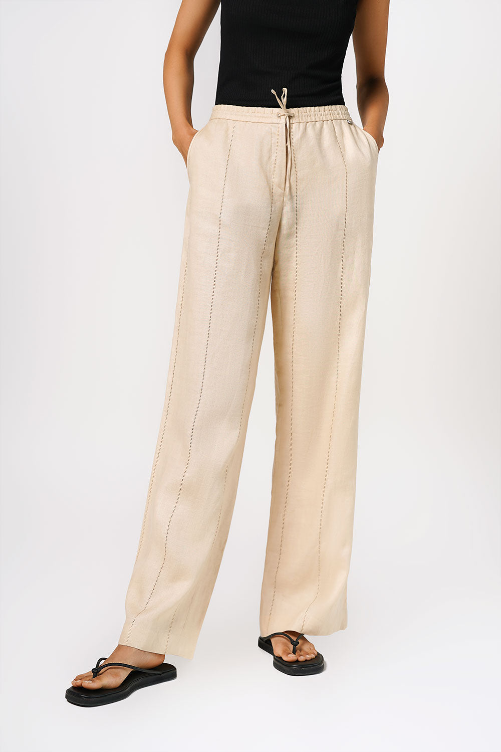 Escada Sport Relaxed Cotton Trousers With Cut Out Detail Size S
