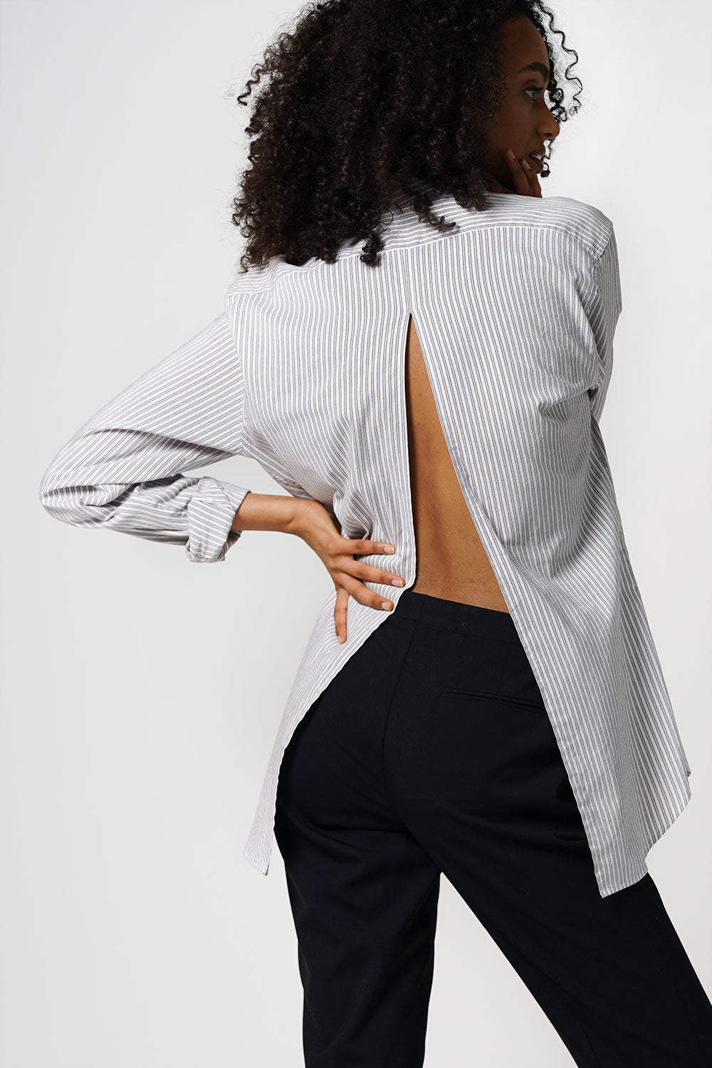 Miu Miu Pinstripe Shirt With Open Back Size S