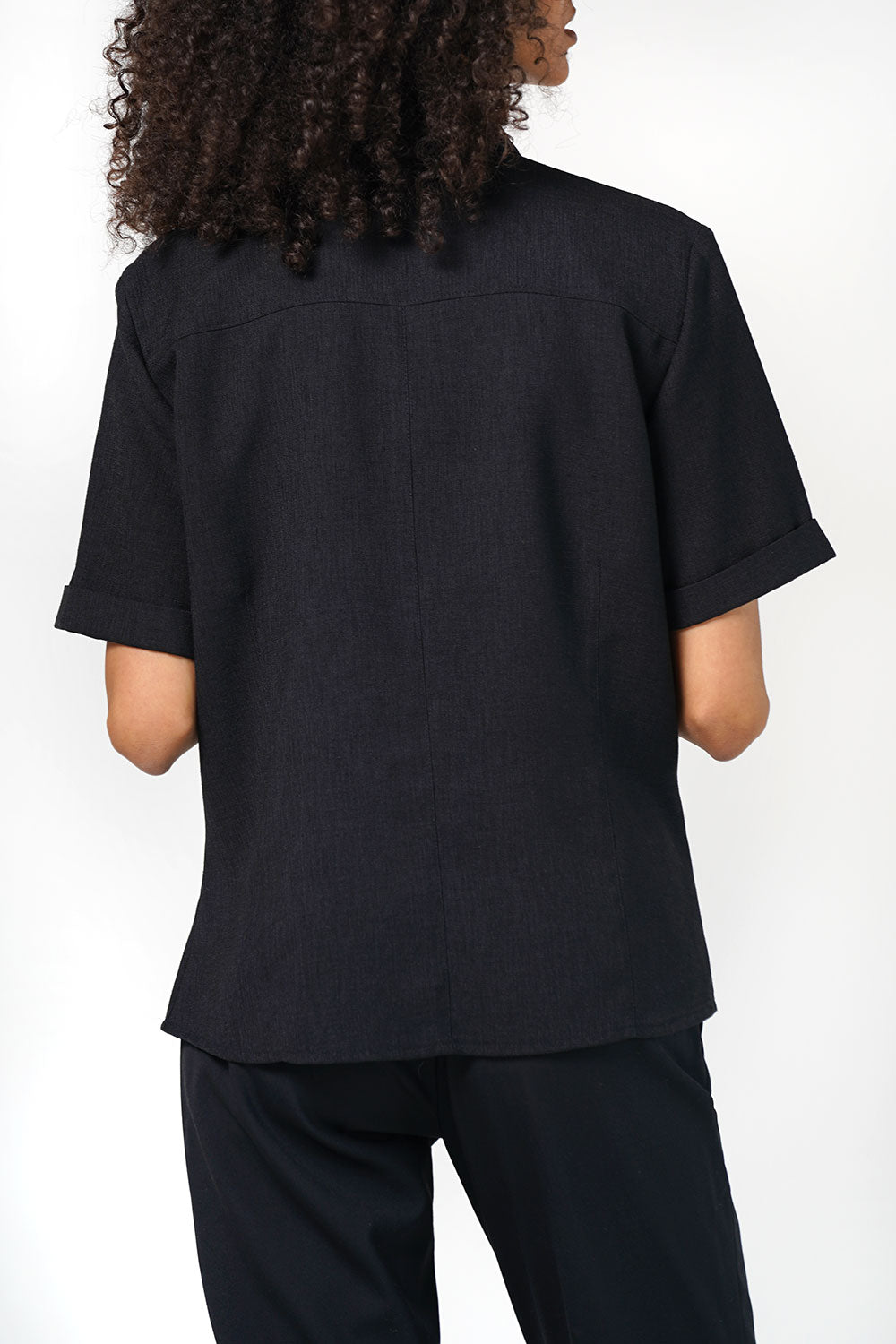 Y2K Woven Shirt With Monochrome Buttons